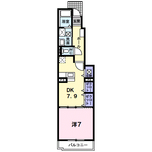 Planta 1DK de サンリット　スクエアーＳ．Ｋ