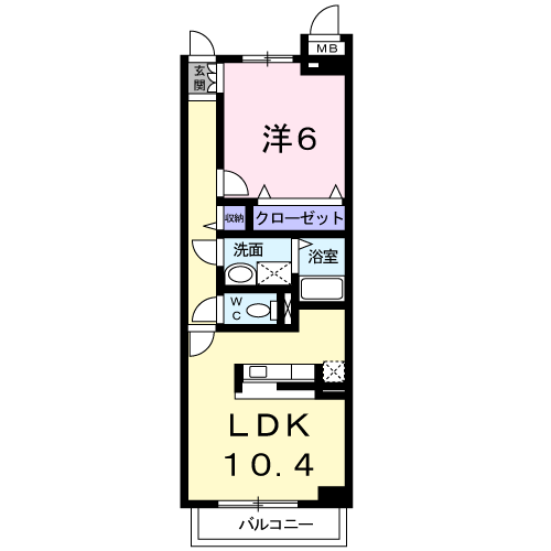 Planta do apartamento 1LDK — メゾンまえはたⅢ
