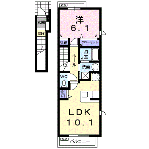 Planta 1LDK de カーサ・セレノ