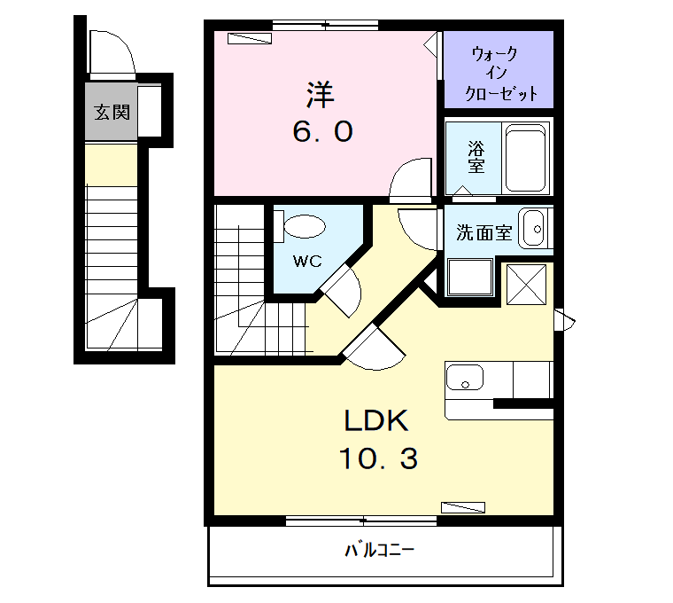 Planta 1LDK de プラシードＢ