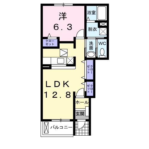 Planta 1LDK de ベル・コリーヌＢ