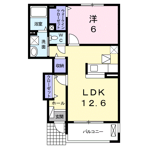 Planta 1LDK de カトルセゾンＢ