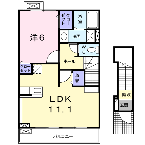 Planta 1LDK de セレノＫ