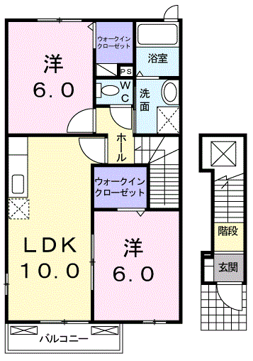 Planta 2LDK de サンスクエアA