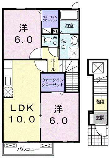 Planta 2LDK de サンスクエアＡ