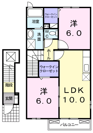 Planta 2LDK de サンスクエアＡ