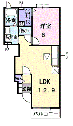 Planta 1LDK de サンスクエアB