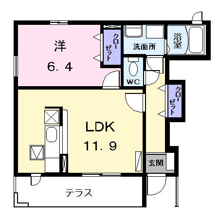 Planta 1LDK de フェリチタ