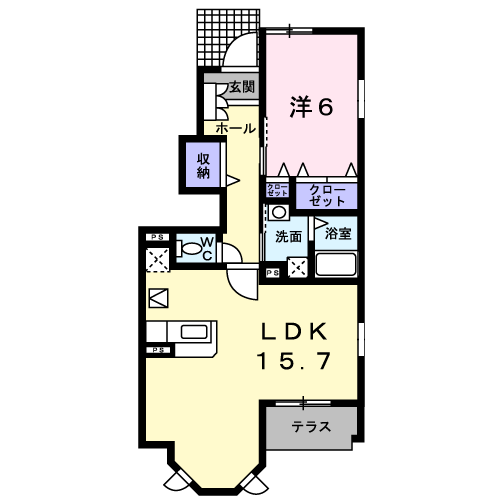 Planta 1LDK de クレールメゾン　Ⅰ