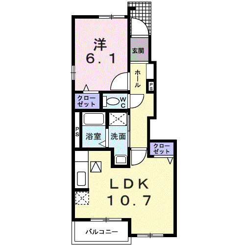 Planta 1LDK de プリムラプレッソⅡ