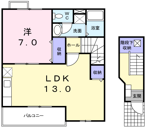 Planta 1LDK de ブリーゼＳＫ・Ⅱ