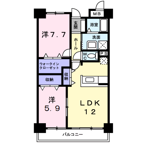 Planta 2LDK de 小牧ガーデンスクエア