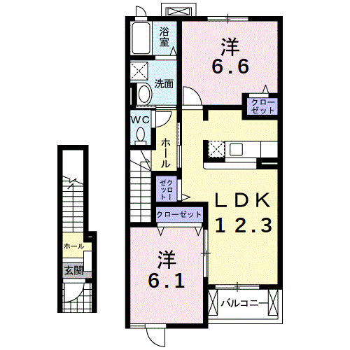 Planta 2LDK de ジェルメＭ．Ｏ