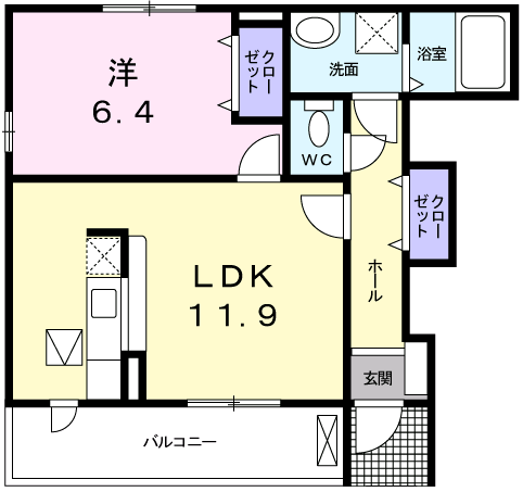 Planta 1LDK de サンリット　タウンＤ