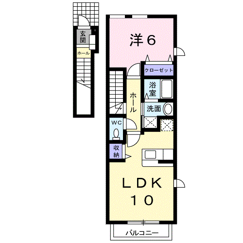 Planta 1LDK de ルトゥール豊