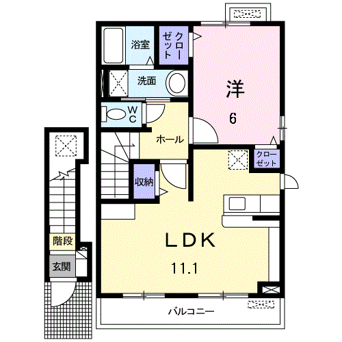 Planta 1LDK de カサ・デル・ソルＣ