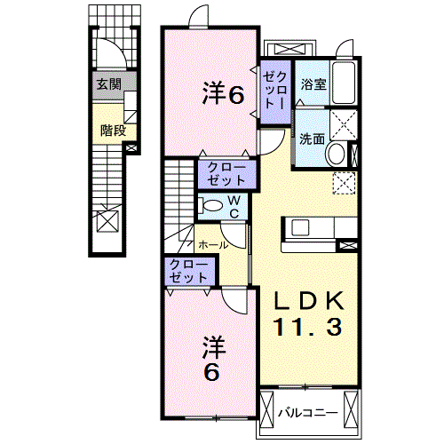 Planta 2LDK de ブリランテ