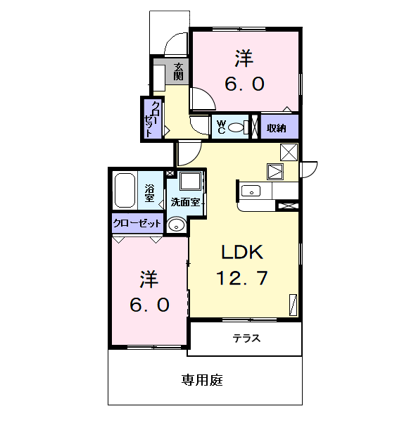 Planta 2LDK de プリート・K
