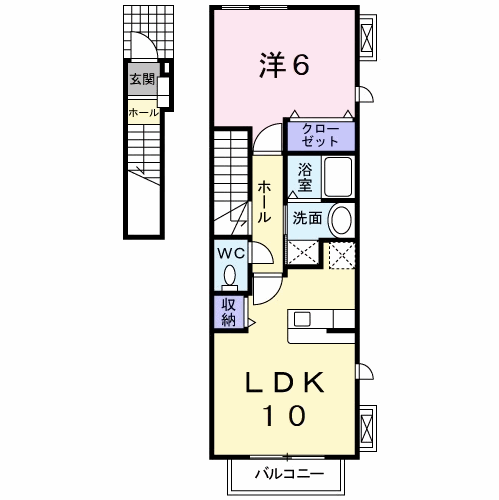 Planta 1LDK de エレガンス柿畑　Ⅰ