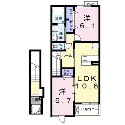 Planta 2LDK de カーサ　フィオーレ