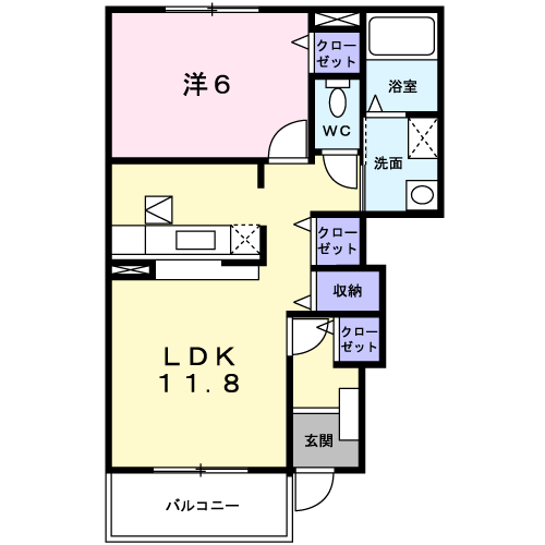 Planta 1LDK de フリーデ犬山