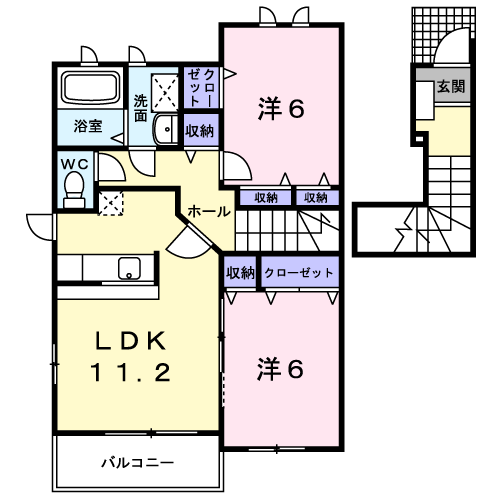 Planta 2LDK de サンリット神川Ａ