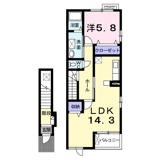 Planta 1LDK de パークス古見