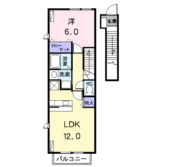 Planta do apartamento 1LDK — アーバンヴィラ Ａ