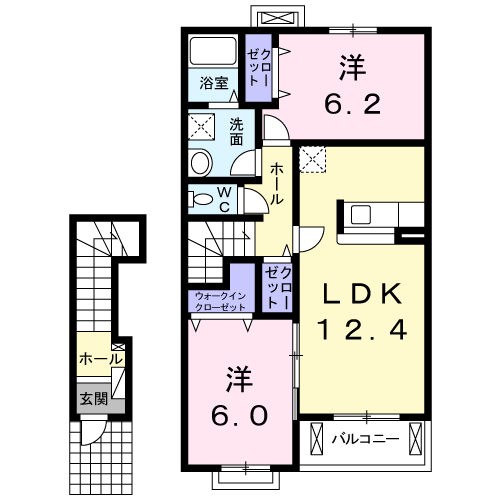 Planta 2LDK de ウエスト ブリッサ B