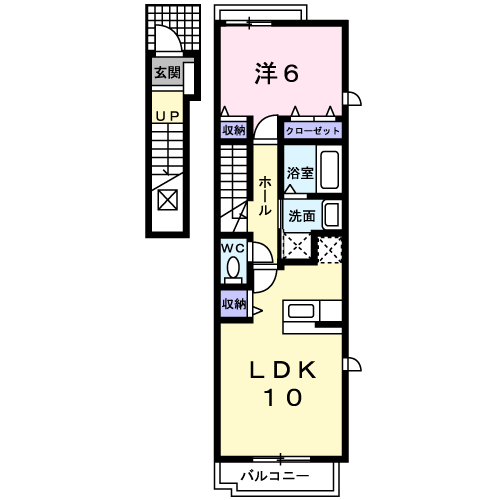Planta 1LDK de ＪＯＹＦＵＬ　ＨＯＵＳＥ