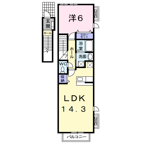 Planta 1LDK de セレーノ；デーアＢ