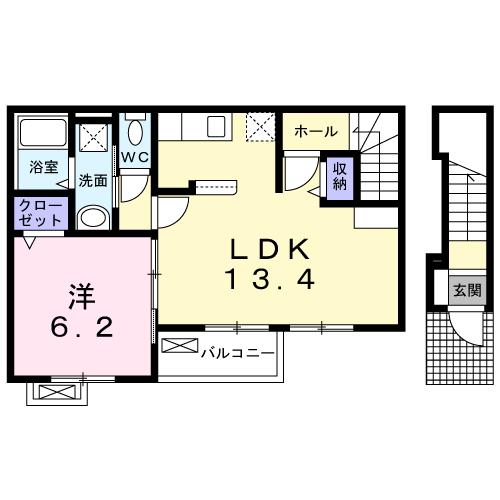 Planta 1LDK de プロミネンス