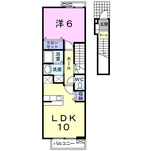 Planta 1LDK de カーサ ヴィアーレ