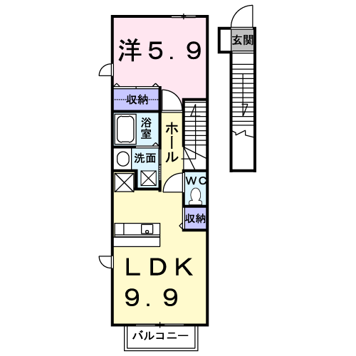 Planta 1LDK de カーサ　プレッソ