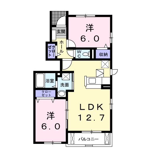 Planta 2LDK de フォレストヒルＣ