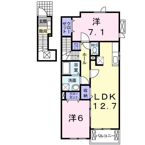 Planta 2LDK de ジラソーレ