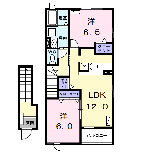 Planta 2LDK de パーチェ