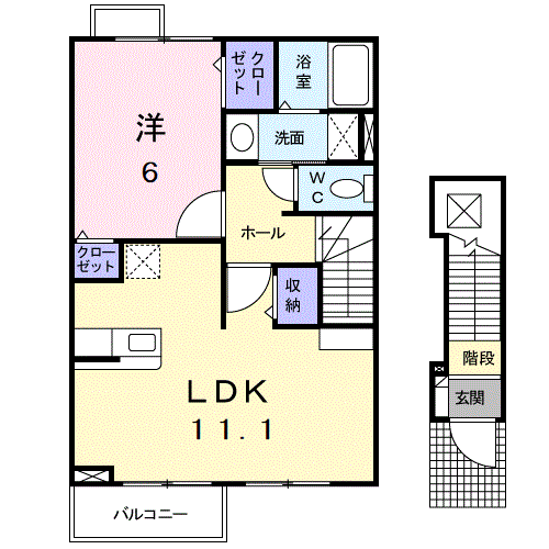 Planta 1LDK de ＦＩＮＥ２０