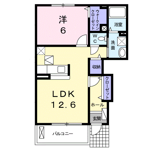 Planta 1LDK de プラシード・Ｋ　Ａ