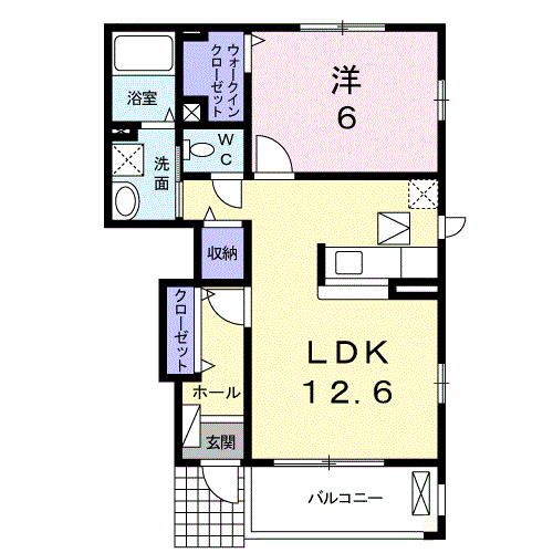 Planta 1LDK de プラシード・Ｋ　Ｂ