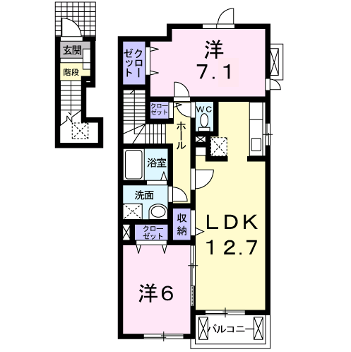 Planta 2LDK de サンレミ・国森Ｄ