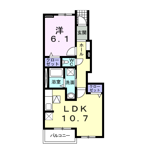 Planta 1LDK de グレイスＭ