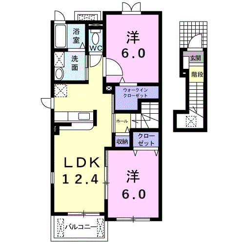 Planta 2LDK de エテルノディーア　Ａ