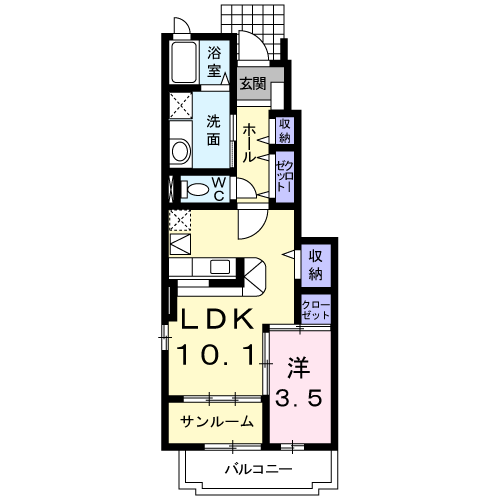 Planta 1LDK de サンリットパークⅡ
