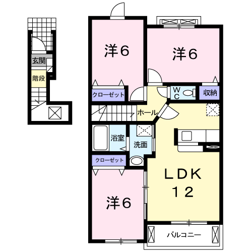 Planta 3LDK de ノーブル B