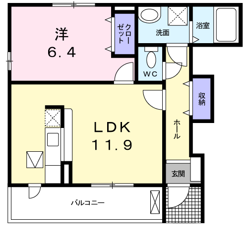 Planta do apartamento 1LDK — クラール２１