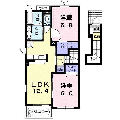 Planta 2LDK de ビブレストⅡ