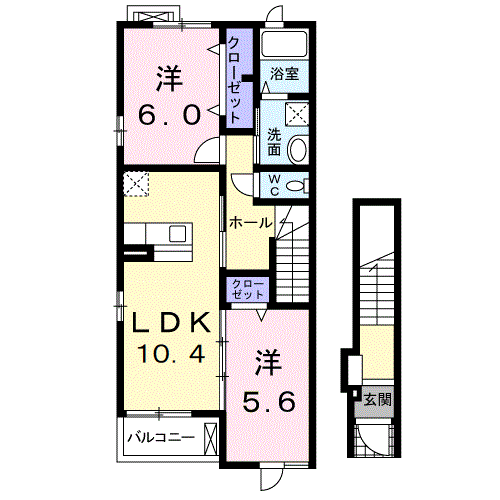 Planta 2LDK de ラソ・ヒメーノⅡ