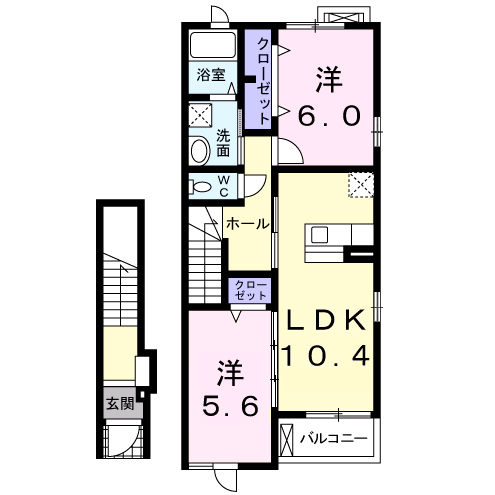 Planta 2LDK de ウインド レジデンス