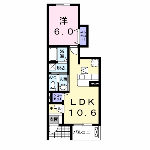 Planta 1LDK de エストウーノ